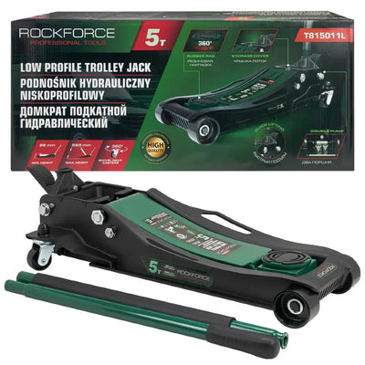 НИСКОПРОФИЛЕН КРИК КРОКОДИЛ 5 ТОНА С ДВЕ ПОМПИ И ПЕДАЛ 96 – 595 ММ ROCKFORCE