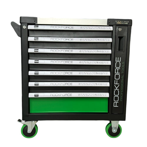 ШКАФ С ИНСТРУМЕНТИ С 7 ЧЕКМЕДЖЕТА – 4 ПЪЛНИ,МЕТАЛЕН ПЛОТ И ОТДЕЛЕНИЕ ЗА ЗАКАЧАНЕ НА ИНСТУМЕНТИ ROCKFORCE