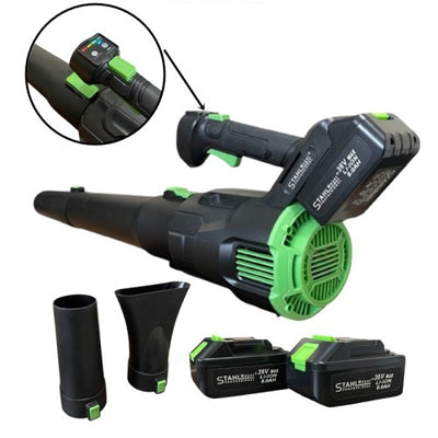 АКУМУЛАТОРНА ДУХАЛКА ЗА ЛИСТА С ДВЕ БАТЕРИИ – ВЪЗДУХОДУВКА 36V 8AH STAHLMAYER