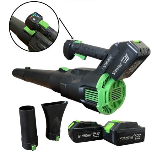 АКУМУЛАТОРНА ДУХАЛКА ЗА ЛИСТА С ДВЕ БАТЕРИИ – ВЪЗДУХОДУВКА 36V 8AH STAHLMAYER