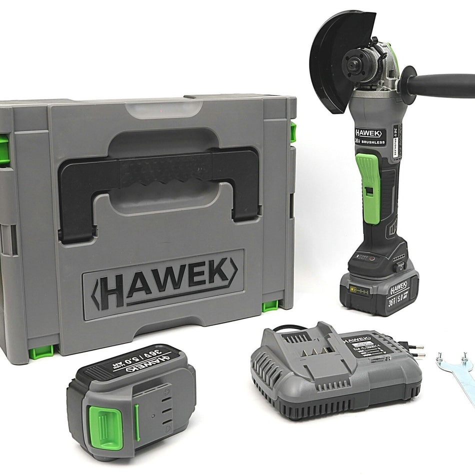 АКУМУЛАТОРЕН БЕЗЧЕТКОВ ЪГЛОШЛАЙФ 36V 5,0AH HAWEK