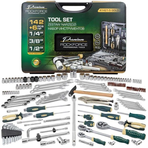 ГЕДОРЕ 1/4″, 3/8″, 1/2″ 142+6 ЧАСТИ ROCKFORCE PREMIUM